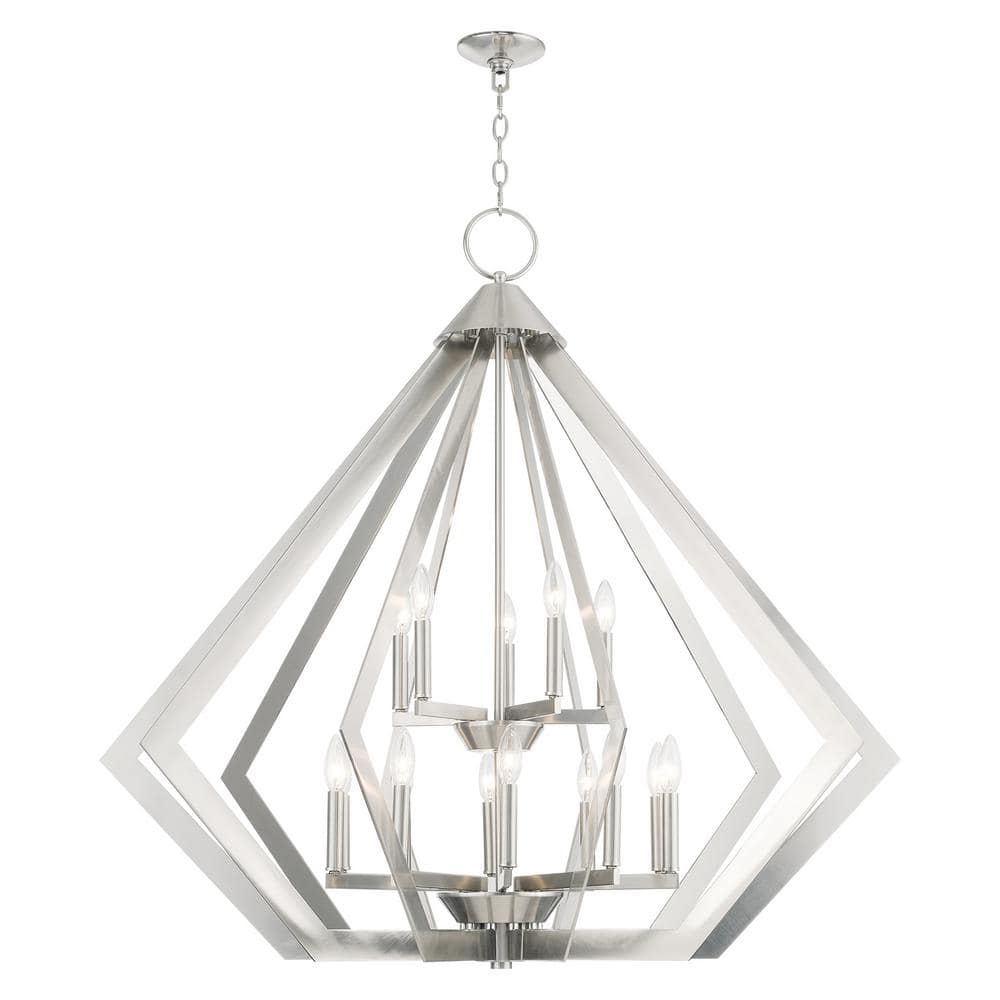 Prism Brushed Nickel 15-Light Modern Industrial Chandelier