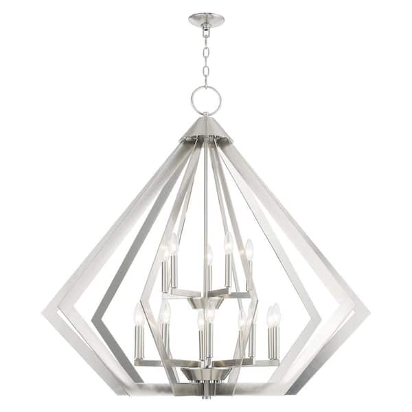 Dorrance 15 Light Brushed Nickel Diamond Foyer Chandelier