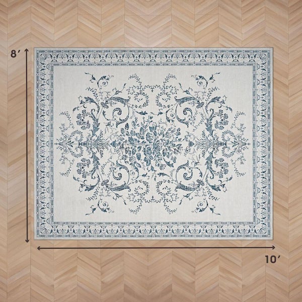 ローラアシュレイ　ラグ　ジョゼッテ　120×180cm Laura Ashley Josette Medallion Chenille Sea Spray Blue 8 ft. x 10