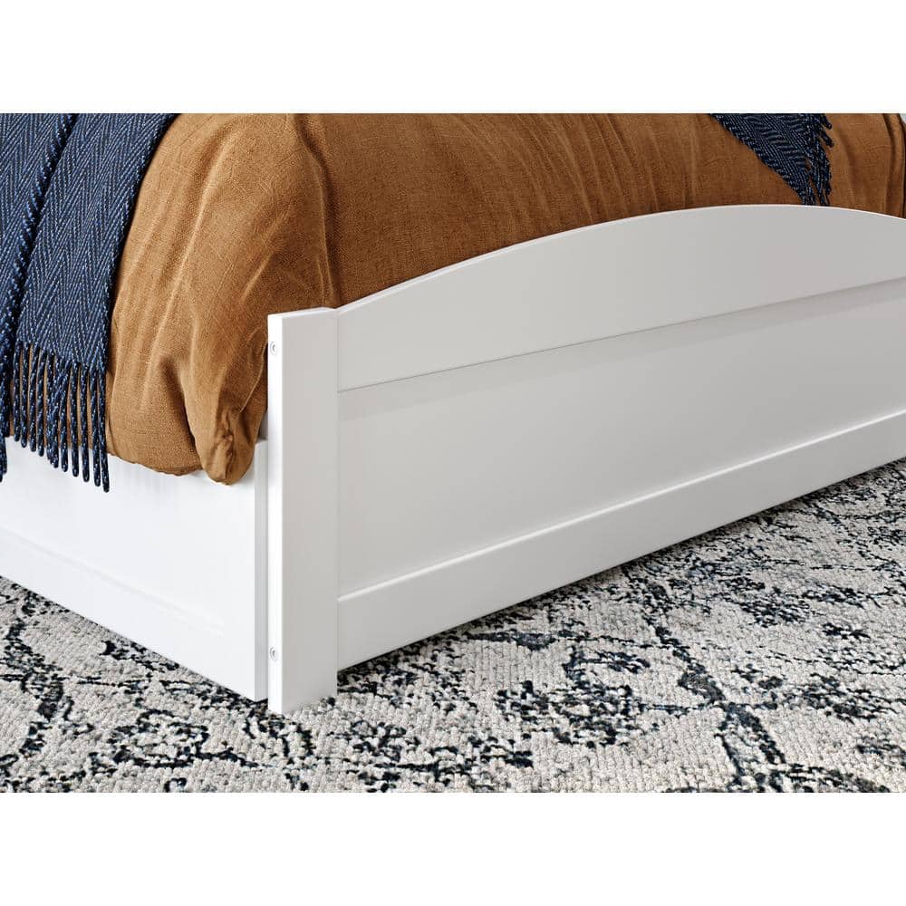 AFI Warren Solid Wood Full Bed w/ Footboard & Twin Trundle in White