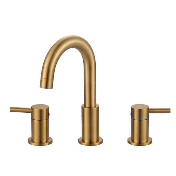 ARCORA 8 in. Widespread Double Handle Bathroom Faucet in Brushed Gold