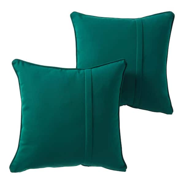 Greendale Home Fashions Sunbrella Canvas Forest Square Outdoor Throw Pillow with Pleat (2-Pack)