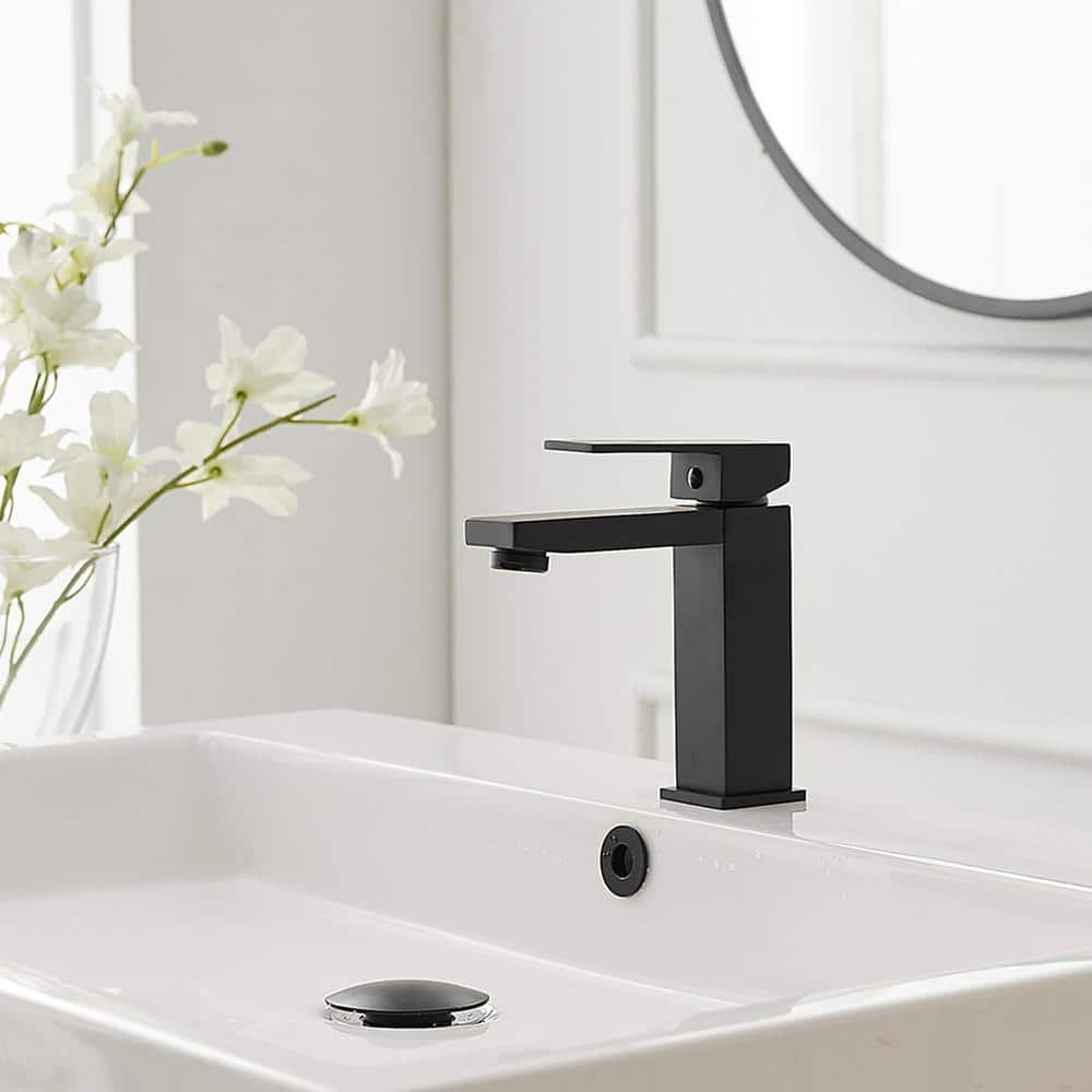 Matte Black Stainless Steel Single-Handle Bathroom Faucet