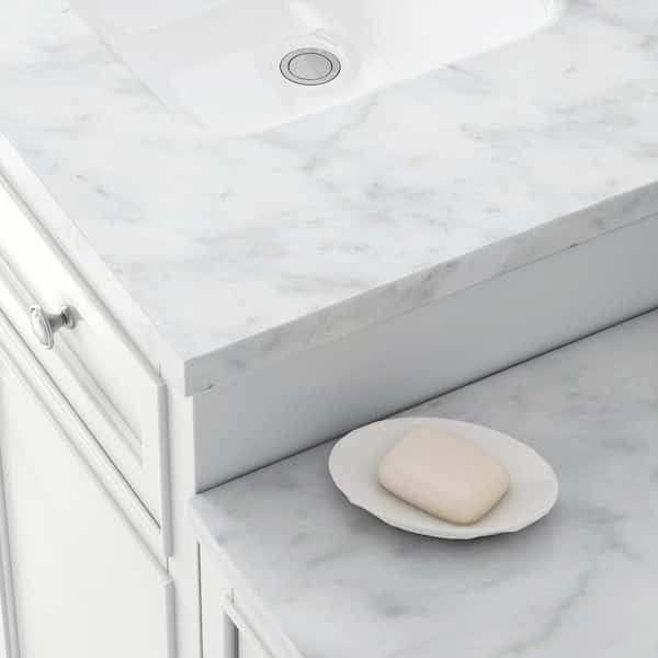 Mornington 54 in. W x 21 in. D Single Bath Vanity in White with Marble Vanity Top in White with White Sink