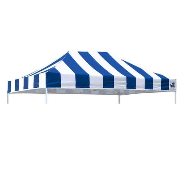 Terracemaster USA Pop Up 10 ft. x 15 ft. Replacement Canopy Tent Top Cover, Instant Ez Canopy Top Cover ONLY (Stripe Blue)