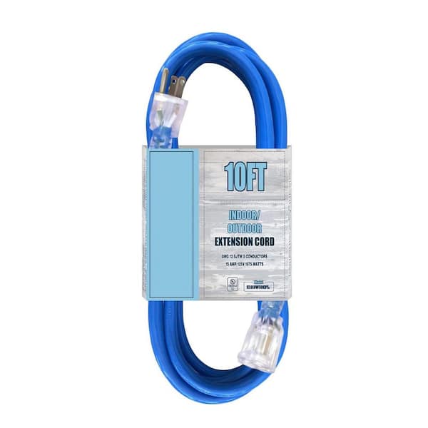 15 ft. 12 / 3 Heavy Duty Indoor / Outdoor Extension Cord with 3 Prong Grounded Plug, Blue 1-Pack