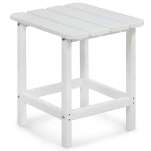 18 in. White Outdoor Square Side Table Patio End Table