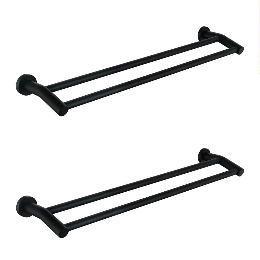Stainless Steel 24 in. Wall Mounted Double Towel Bar Towel Rack in Matte Black 2-pack price history on PriceWatchPro
