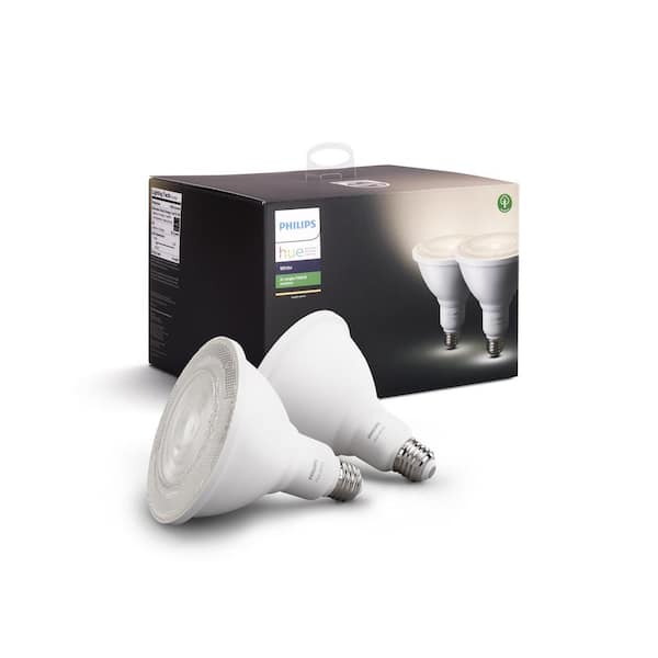 Philips Hue White Outdoor PAR38 LED 120W Equivalent Waterproof Dimmable Smart Wireless Flood Bulb (2 - The Home Depot