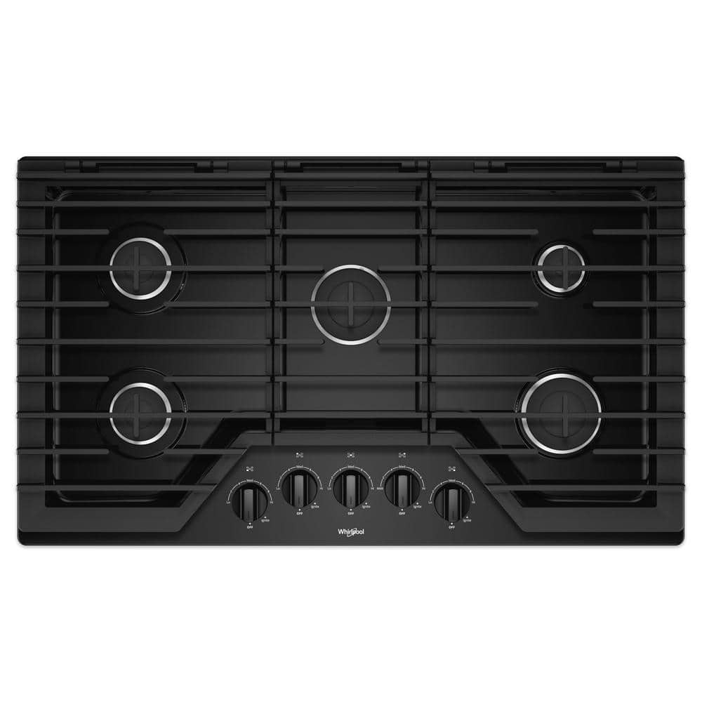 36 in. Gas Cooktop in Black with 5 Burners and EZ-2-LIFT Hinged Cast-Iron Grates