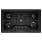 36 in. Gas Cooktop in Black with 5 Burners and EZ-2-LIFT Hinged Cast-Iron Grates