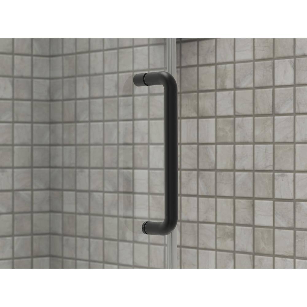 Elate Tall Frameless Sliding Shower Door with Black Hardware