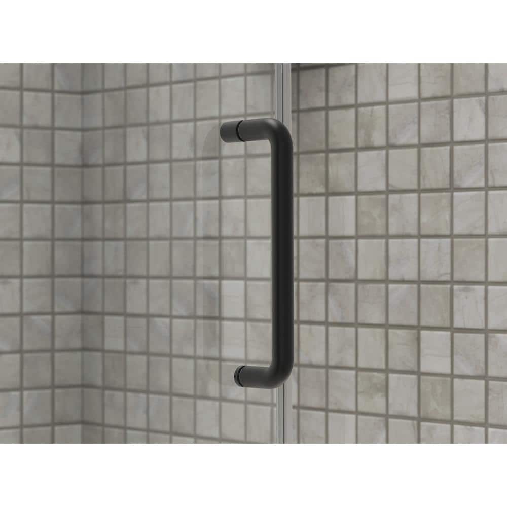 Matte Black Tall Sliding Shower Door with Frosted Glass
