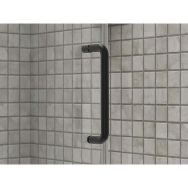 Elate Tall 44-48 in. W x 76 in. H Sliding Frameless Shower Door in Matte Black with Thick Frosted Glass