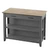 Twin Star Home Antique Gray Kitchen Island with Open Shelves KI10890 ...