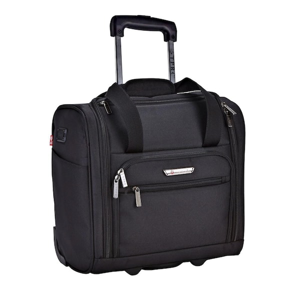 TPRC 15 in. Black Underseater Carry-On Rolling Briefcase with 2-in-1 Function (USB Port Built in for Charging)