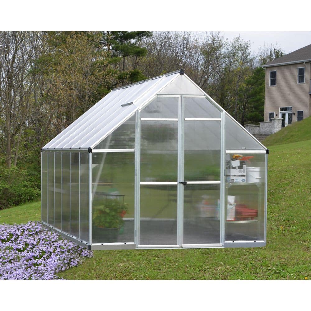 Essence 8' x 12' Silver Polycarbonate and Aluminum Greenhouse