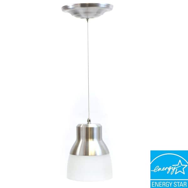It's Exciting Lighting Brushed Nickel Battery Operated 24-LED Ceiling Mount Pendant with Frosted Glass Shade