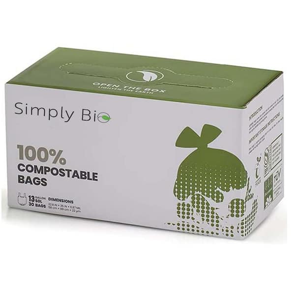 13 Gal. Eco-Friendly Biodegradable Compostable Trash Bags Heavy-Duty with Handle