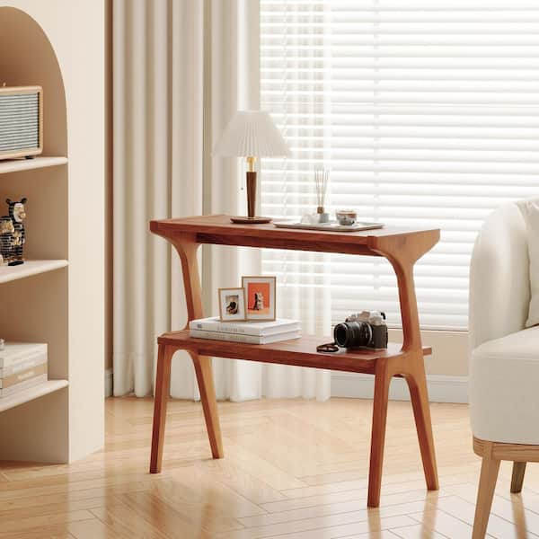 BYBLIGHT Kerlin 27. 56 in. Natural Wood Rectangle All Solid Wood