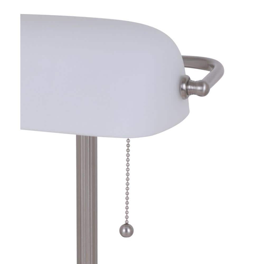 Adjustable Brushed Nickel Desk Lamp with White Glass Shade