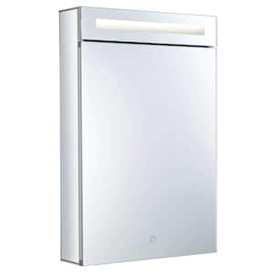20 in. W x 30 in. H Recessed/ Surface Wall Mount Medicine Cabinet with Mirror in Aluminum with LED Lighting Right Hinge