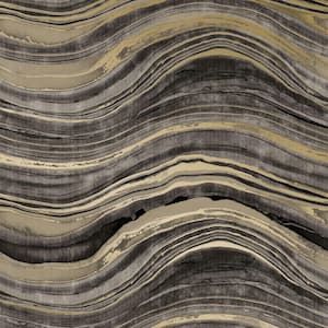 Travertine Black and Gold Peel and Stick Wallpaper Sample