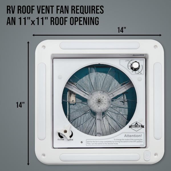 RVLOVENT RV Roof Vent Fan 12V Auto Remote Control 14 inch 10 Speed Smoke