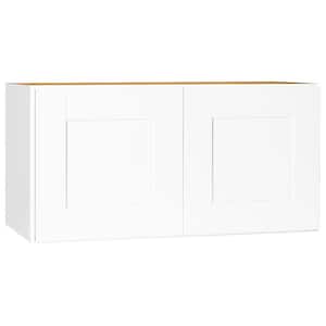 Shaker Satin White Stock Assembled Wall Bridge Kitchen Cabinet (30 in. x 15 in. x 12 in.)