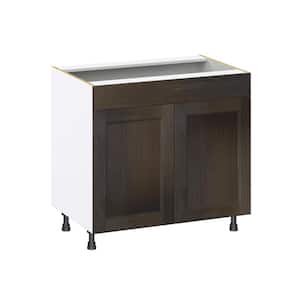 J COLLECTION Lincoln Chestnut Solid Wood Assembled Base Kitchen Cabinet for Cooktop with False Front 36 in.W x 34.5 in. H x 24 in. D