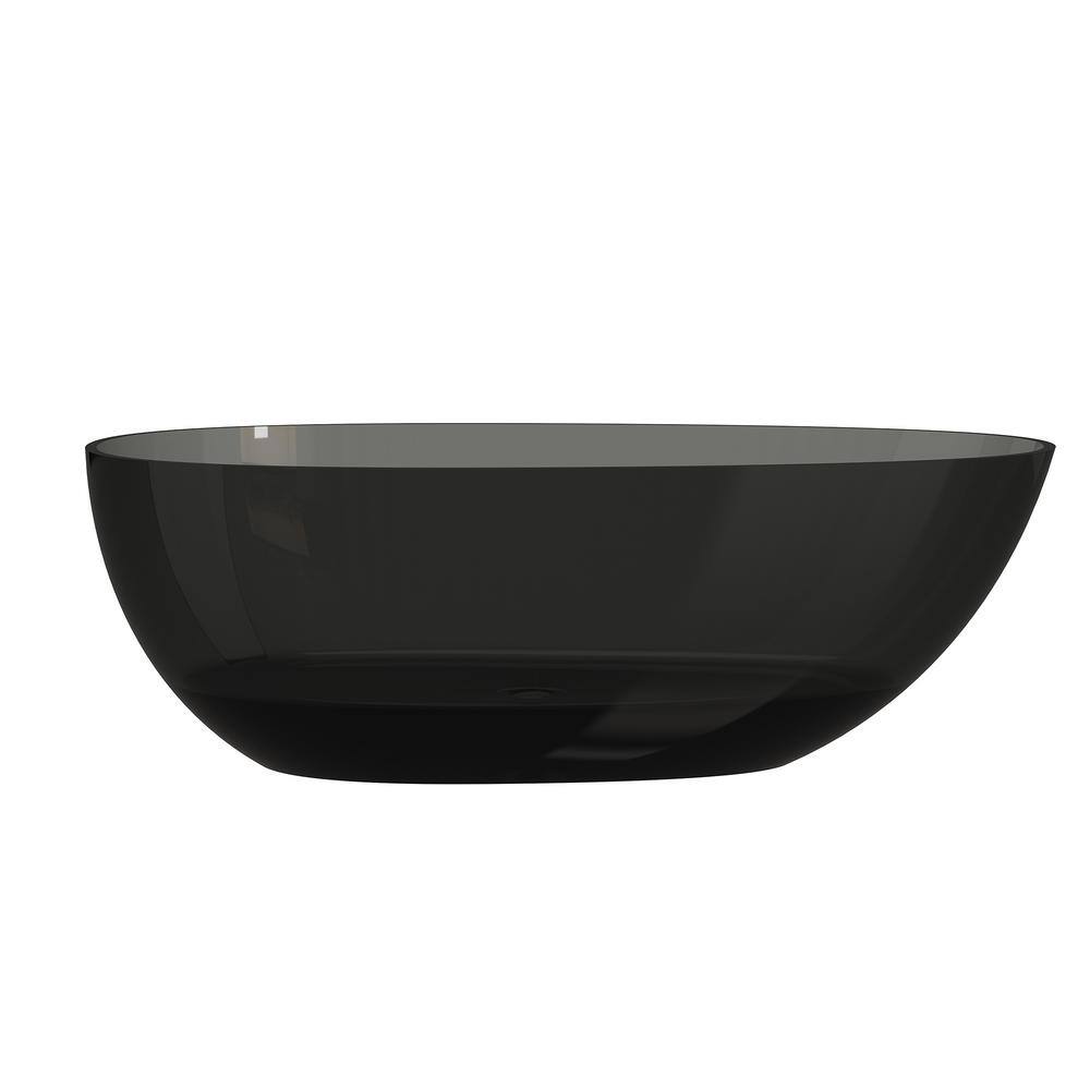 67 in. x 33.4 in. Stone Resin Solid Surface Flatbottom Egg Shape Soaking Bathtub with Center Drain in Transparent Gray price history on PriceWatchPro