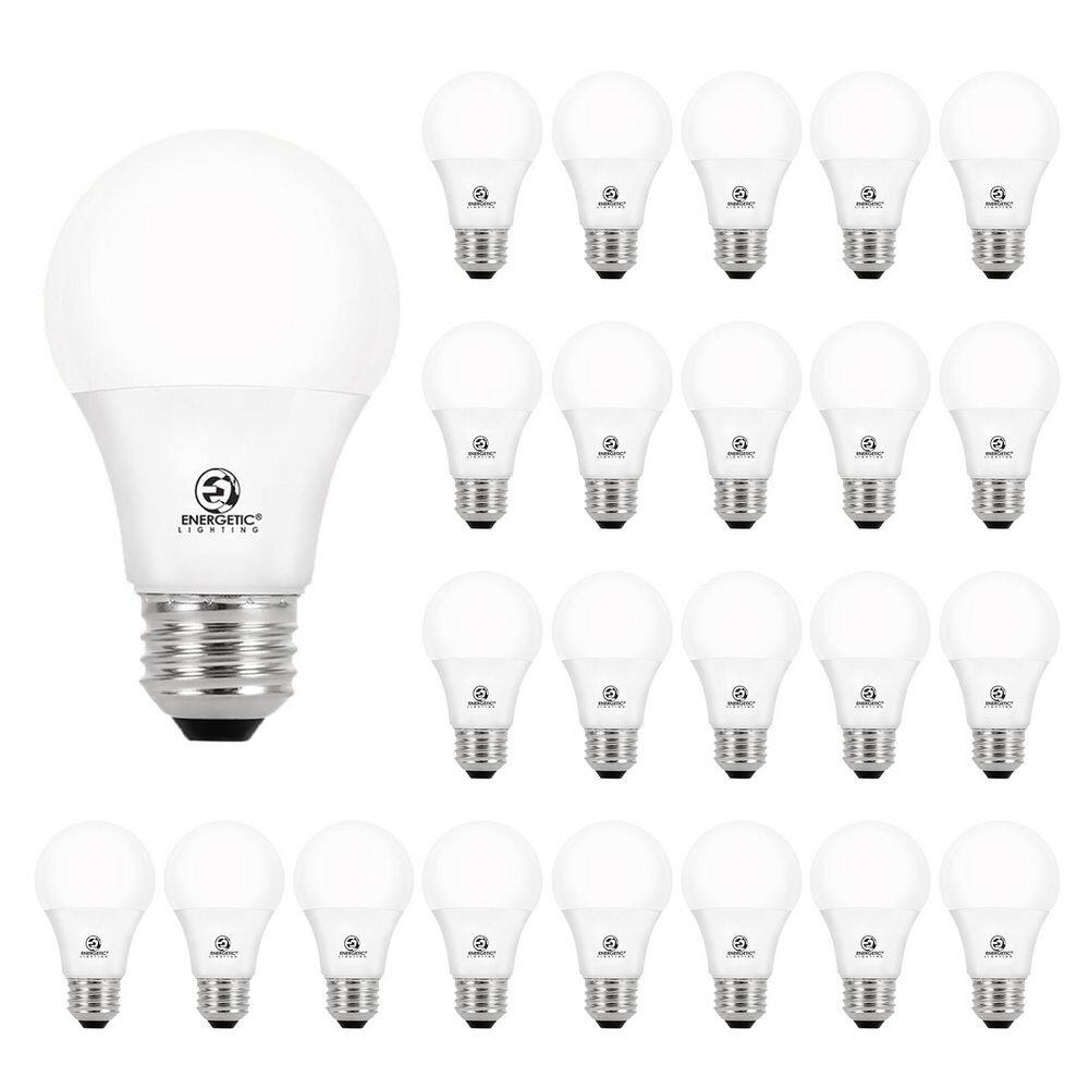 E ENERGETIC LIGHTING 60-Watt Equivalent A19 LED Light Bulb 8-Watt Dimmable E26, 3000K (24-Pack)