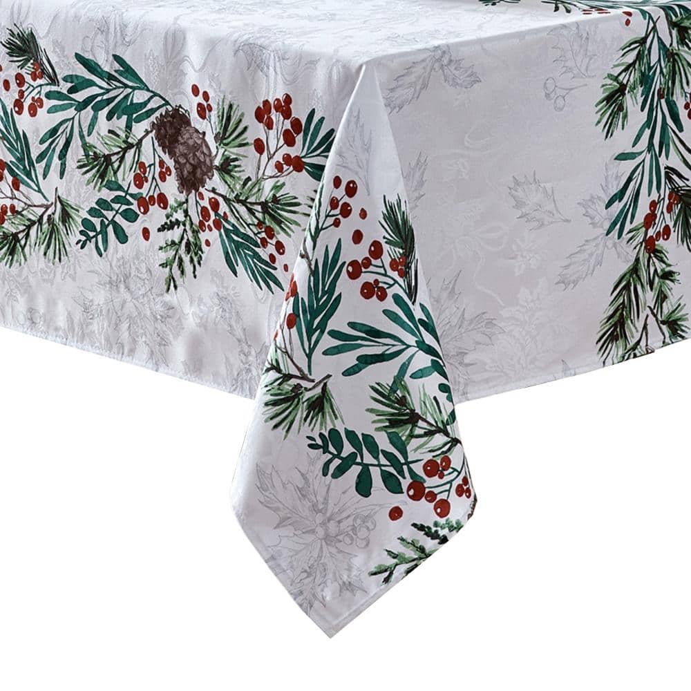 "Holly Berry Flourish Holiday Fabric Tablecloth, Multicolor - 60""W x 120""L" price history on PriceWatchPro