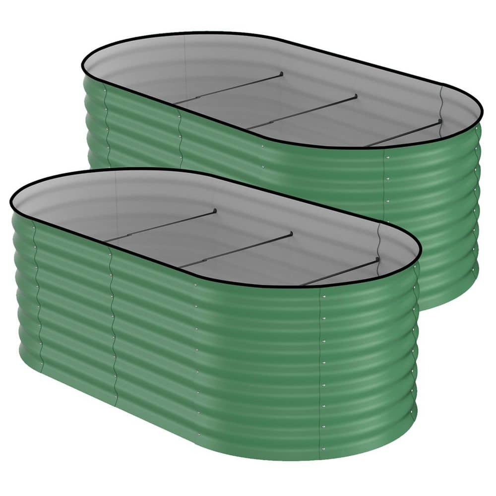 2-Pieces Outdoor Oval Galvanized Steel Green Raised Garden Bed with Open Bottom, 6 ft. x 3 ft. x 2 ft. price history on PriceWatchPro