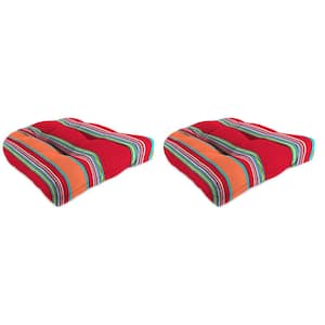 18 in. L x 18 in. W x 4 in. T Outdoor Square Wicker Seat Cushion in Mulberry Red (2-Pack)