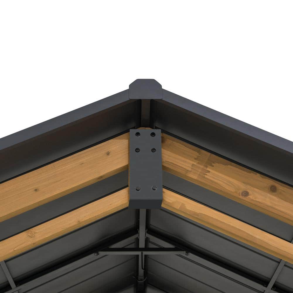 Large Cedar Wood Carport with Black Metal Roof