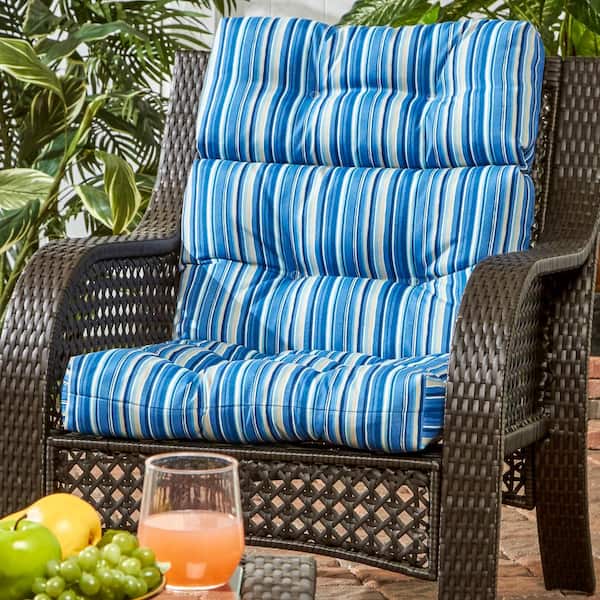 Greendale Home Fashions 22 in. x 44 in. Outdoor High Back Dining Chair  Cushion in Cayman Stripe (2-Pack) OC6809S2-CAYMAN - The Home Depot