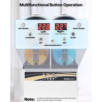 1055 oz. Commercial Slushy Machine 15L x 2 Tanks Frozen Drink Machine Snow Cone Machine Margarita Machine 1000W
