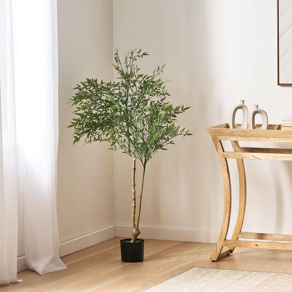 3.9 ft. Artificial Nandina Tree in Pot for Interior Decor, Living Room, Stu