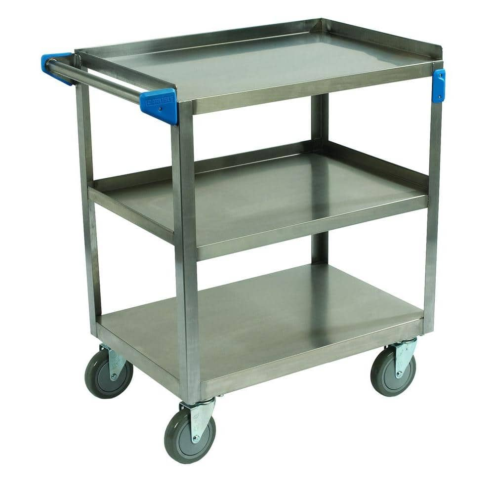 Carlisle 32.50 in. H x 15.50 in. W x 24 in. D Stainless Steel 3-Shelf Utility Cart