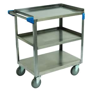 32.50 in. H x 15.50 in. W x 24 in. D Stainless Steel 3-Shelf Utility Cart