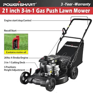 21 in. 3-in-1 209 cc Gas Push Walk Behind Lawn Mower