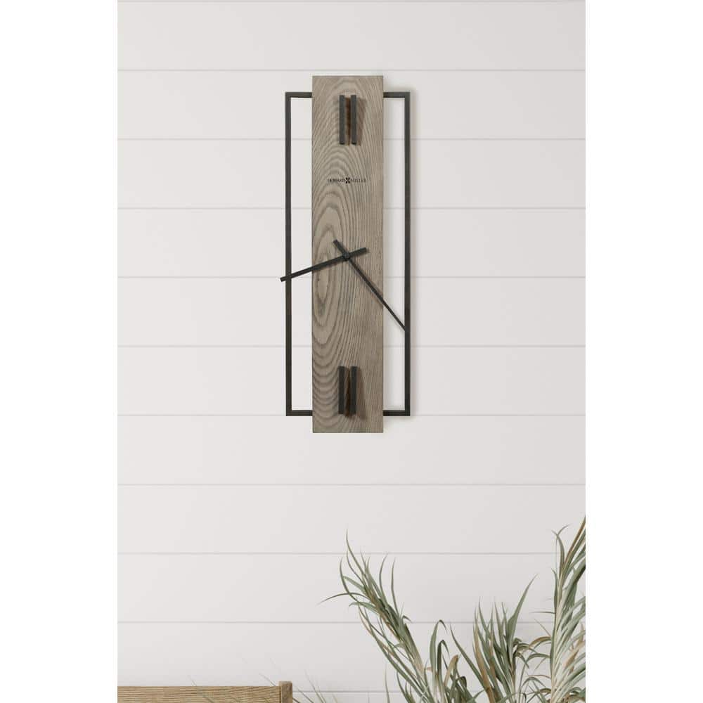 Oversized Black and Gray Wood Contemporary Wall Clock