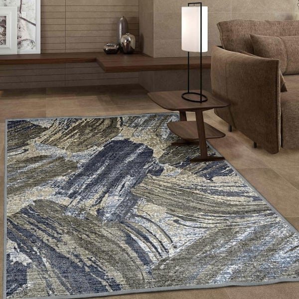 Xander 4 ft. x 6 ft. Brown-Beige Modern Abstract Indoor Non-Slip Area Rug