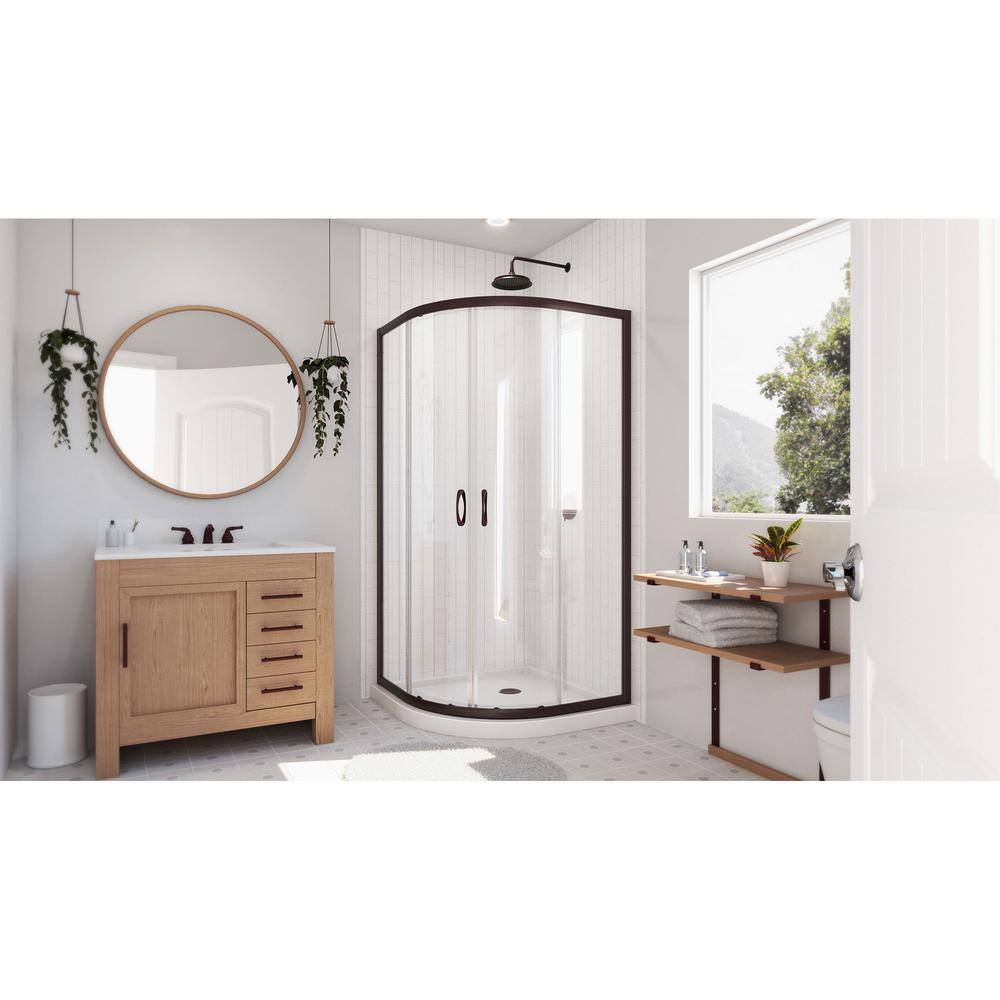 Prime 38" x 74.75" Semi-Frameless Clear Glass Sliding Shower Enclosure