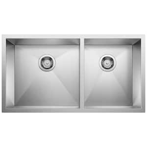 PRECISION R10 18- Gauge Stainless Steel 33 in. Double Bowl Undermount Kitchen Sink
