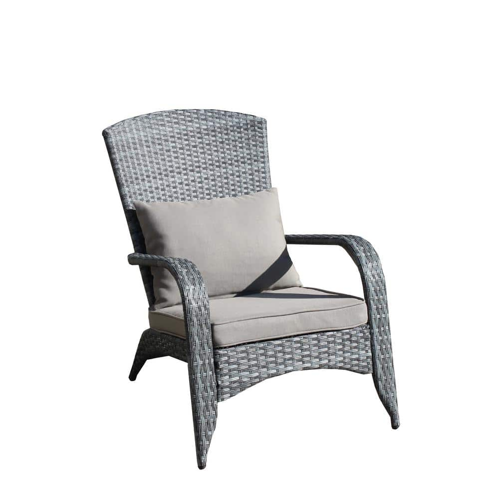 Itopfox Outdoor Patio Rattan Wicker Lounge Chair With Gray Cushions H Sa Ot G The Home Depot