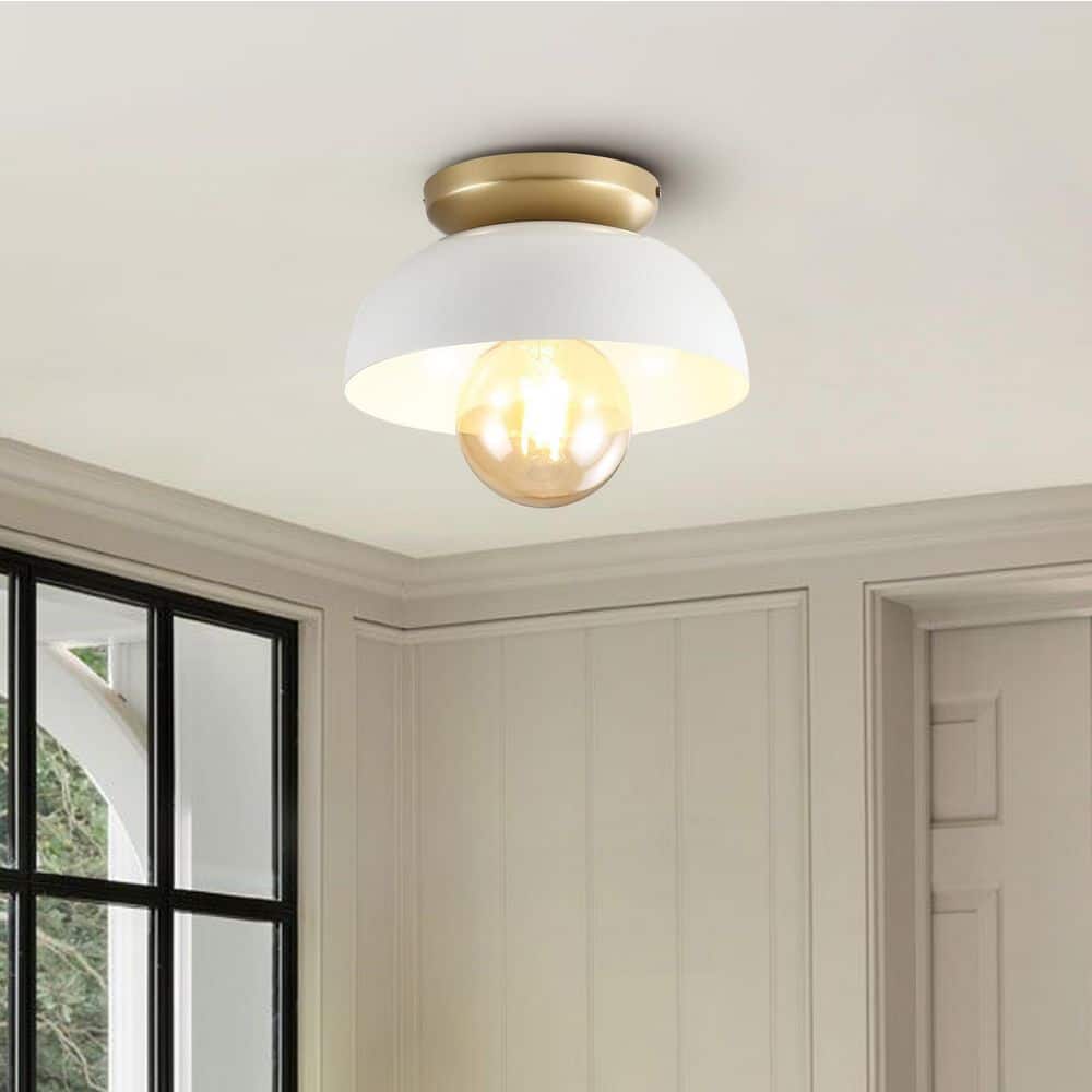 Paulina 8.5" White and Gold LED Flush Mount Ceiling Light