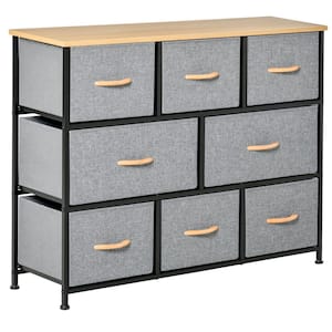 HOMCOM Modern Grey Sideboard with Rubberwood Top and Drawers 835-511GY ...