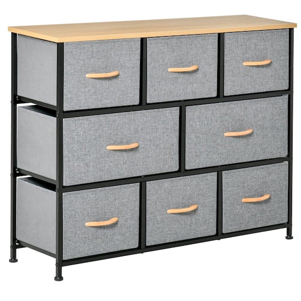 HOMCOM Modern 8-Drawer Light Gray Chest of Drawers (39.25 in W. x 31 in H)